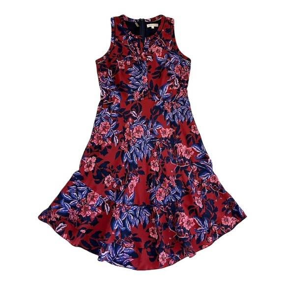Rebecca Taylor Women's Floral Printed Sleeveless Flare Silk Dress Size 2 - Picture 5 of 14